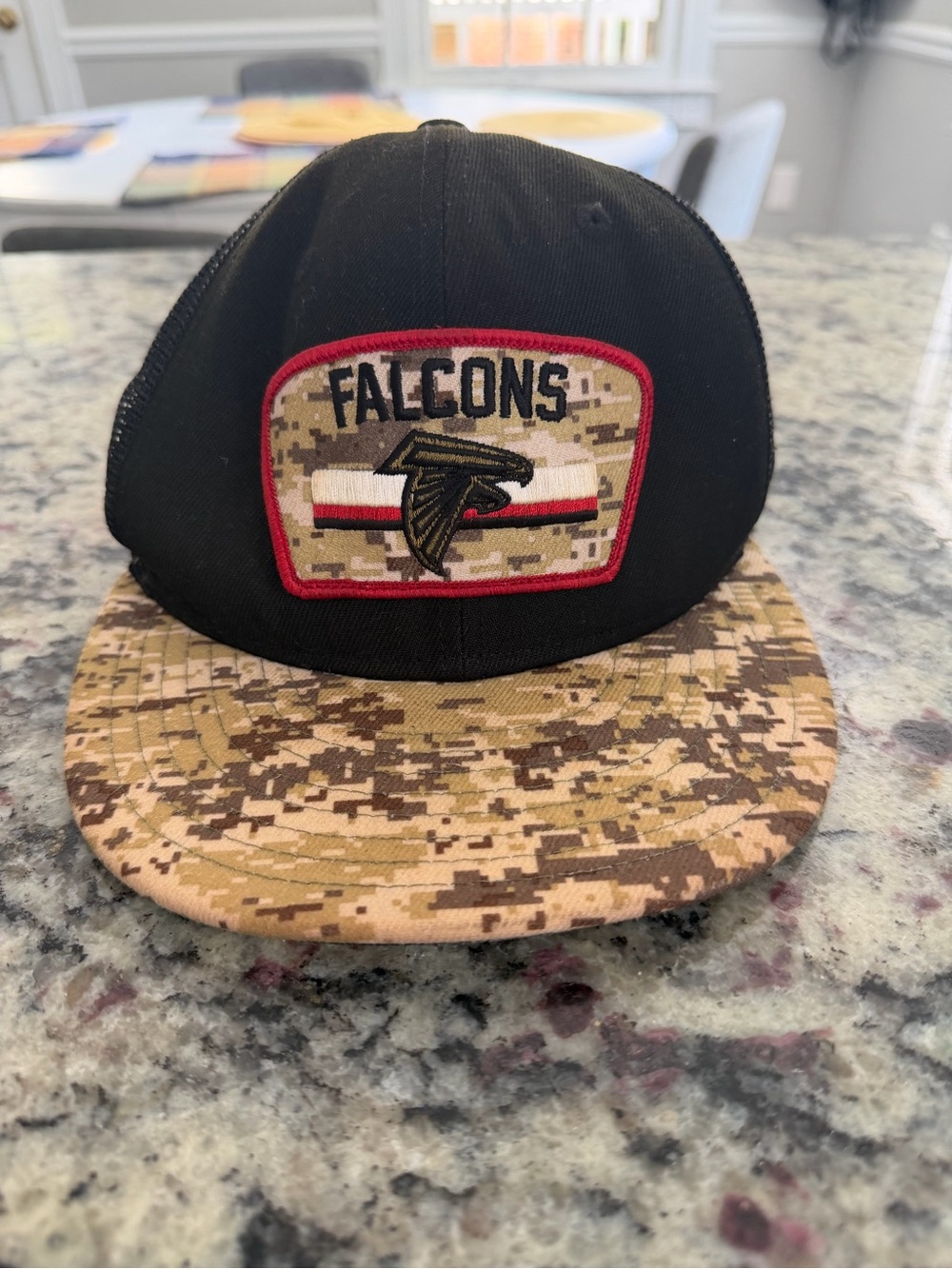 Salute to the Troops ATL Falcons Camo Brim Snapback Hat - Black & Desert Camo